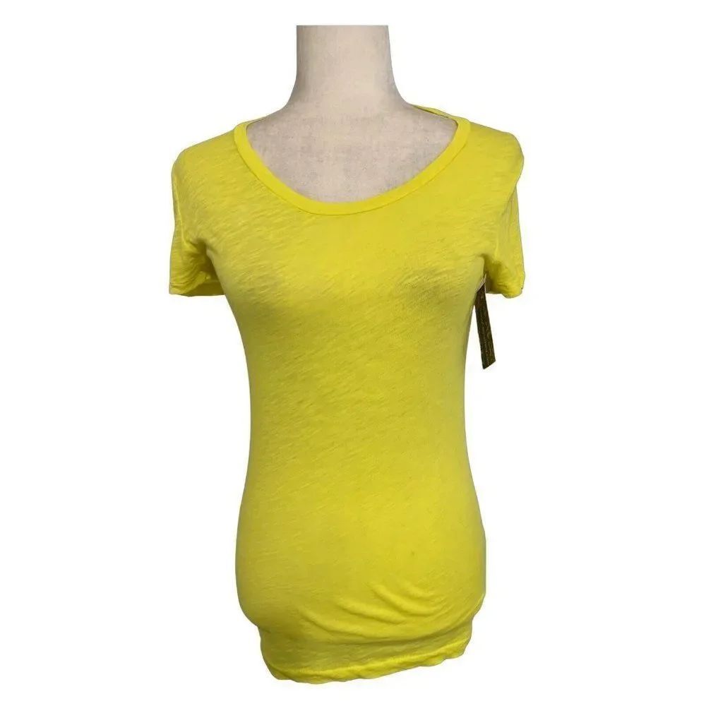 J Crew Womens Solid Yellow Short Sleeve 100% Cotton Top T Shirt Xxs 00